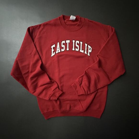 East Islip Sweatshirt Mens Medium Jerzees Crewneck Pullover School College Red - Picture 1 of 8